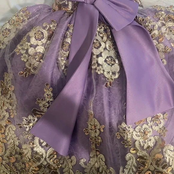 Elegant Purple and Gold Kids Dress